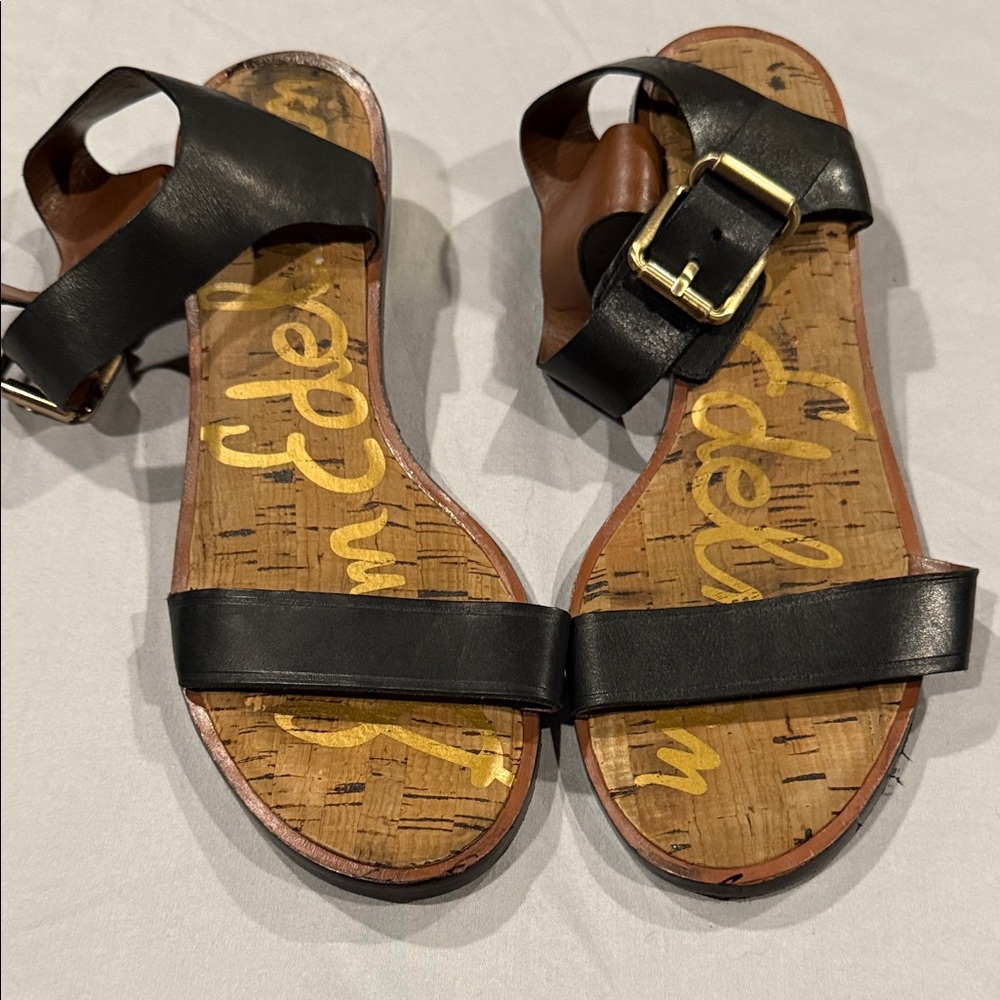 Sam Edelman Black Leather Buckle Sandals